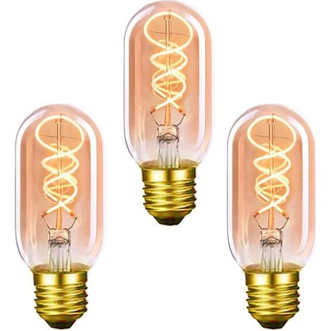 Ampoule vintage Edison E27 T45 4W Ampoule LED à filament à enroulement antique blanc chaud 3 pièces (1/5)