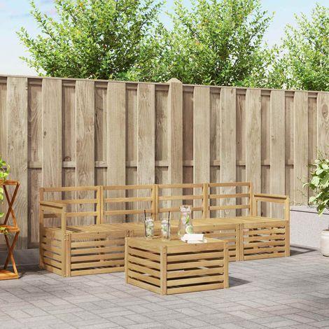 vidaXL Ensemble de canapés d'extérieur 5 pc Blanc Bois d'Acacia Massif (1/5)