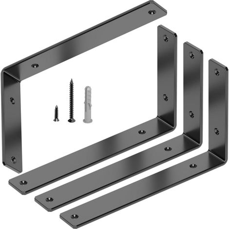 Support De Planche - Entretoise D'Angle En Acier Renforcé 5 mm - Revêtement Électrophorétique Noir - Lot De 4 Pièces - Pour Cuisine Garage Et Bricolage (1/5)