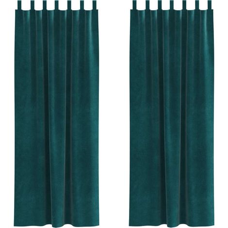 Rideaux occultants 2 pcs Vert foncé 140 x 245 cm Velours