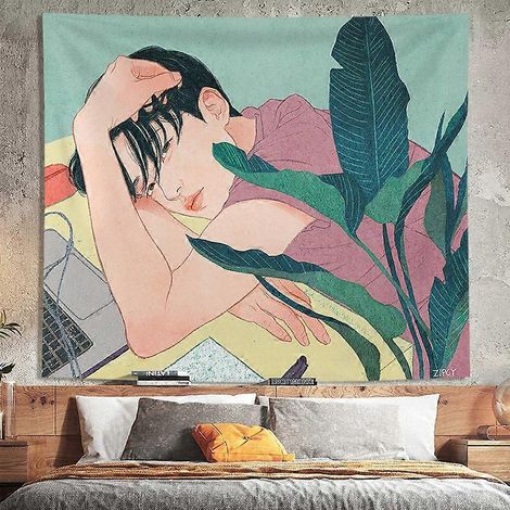 Tapisserie décorative simple à motif littéraire, idéale pour décorer une chambre, un canapé ou une table de chevet. (1/2)