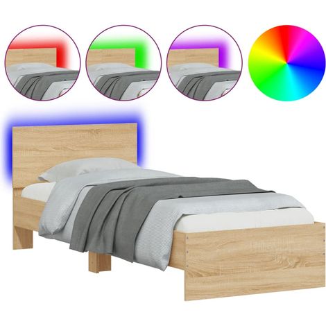 Maison Exclusive - Estructura de cama cabecero luces LED roble So