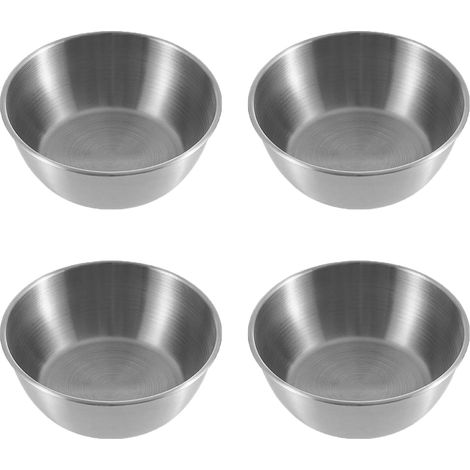 4 Bols À Sauce, Acier Inoxydable, 12cm, Petit Bol Plat, Pour Apéritif, Snack, Dessert (1/5)