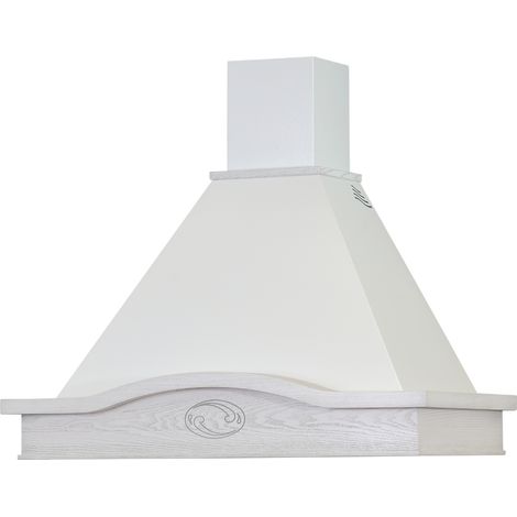 Cappa aspirante LUCREZIA in acciaio inox bianca e cornice in legno intarsio cm 60 (1/2)