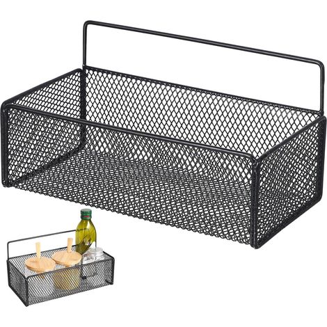 Étagère murale noire résistante pour cuisine et salle de bain, sans perçage, idéale organiser (1/5)