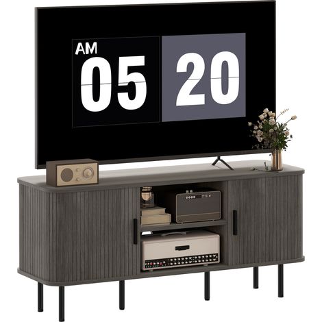 TV Stand Cabinet for TVs up to 55 Inches, TV Unit with Storage Shelves and Cupboard for Living Room, Grey