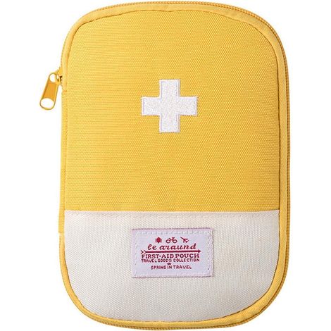 Petite trousse de premiers secours vide, pharmacie de voyage portable, Jaune