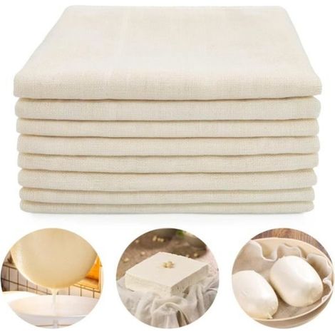 8Pcs Étamine Alimentaire Filtrant Tissu Étamine Non Blanchi Toile à Passoire Cuisine Lavable Mousseline Alimentaire à 50 x 50cm (1/4)