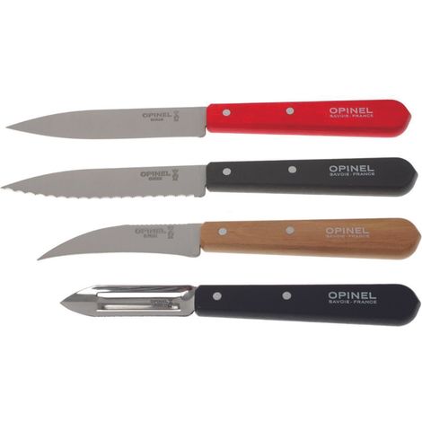 Opinel Loft Essentiels Set 4 Messer Holz Rot Schwarz
