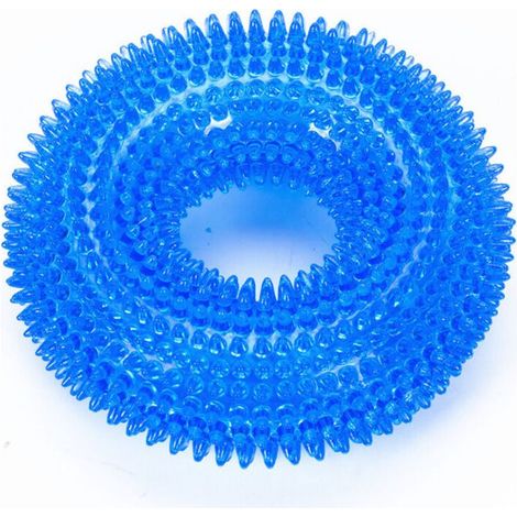 1 jouet pour chien, à couinement, en caoutchouc TPR alimentaire, résistant aux morsures, pour chiens moyens et grands, bleu (1/5)