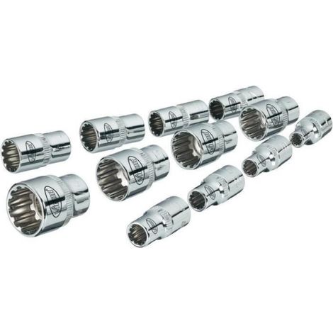 Clé à douilles 6,3 mm (1/4") V1897 - Set de 12 - Torx, 4 pans, fendues, hexagonales...