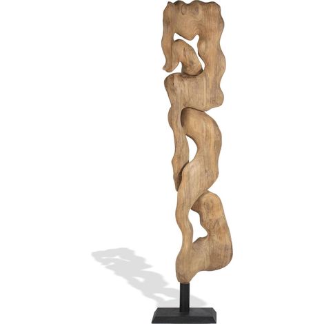 Sculpture décorative suar fer esprit nature pour intérieur élégant - bois naturel clair et noir