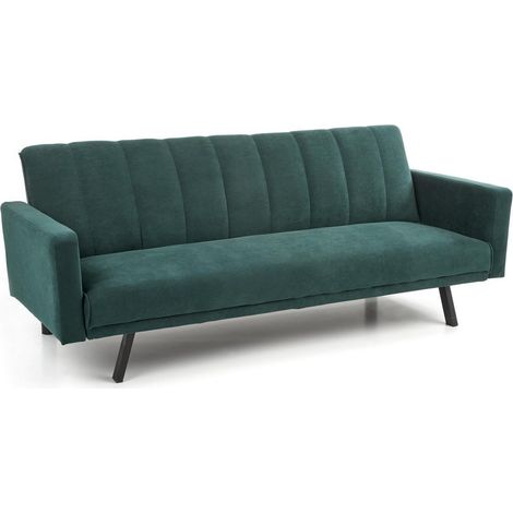 Canapé convertible en velours vert avec pieds en métal IBIS (1/5)
