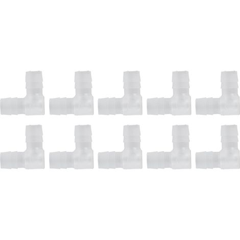 10 Pièces Coude Tuyau Plastique 90 Degrés Raccord cannelé égal barbelé Joint Adaptateur L Forme 10 mm (1/5)