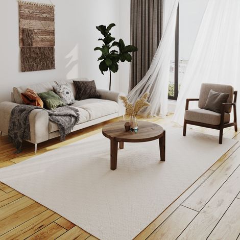 Tapis en laine Soft Snowdrift - Tapis en laine  - 290x190cm, Rectangular - 80% Laine vierge, 20% Coton - Tissé main - Blanc