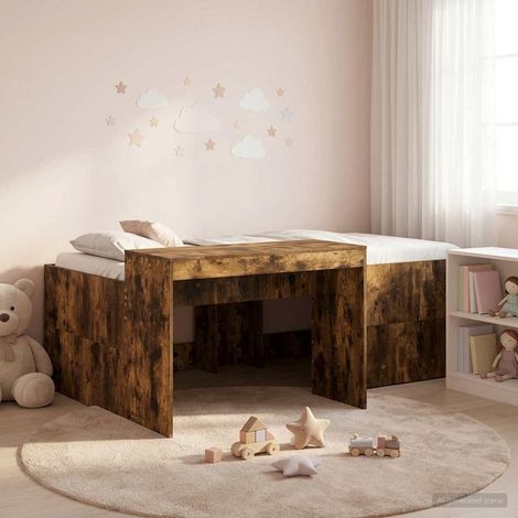 Cama alta para niños con escritorio Roble Ahumado 75 x 190 cm (1/5)