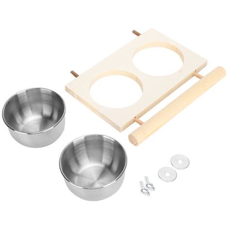 QORVA-Jeffergarden Bol d'alimentation pour perroquets, accessoire de Cage d'alimentation en eau et nourriture en acier inoxydable avec support double (1/5)