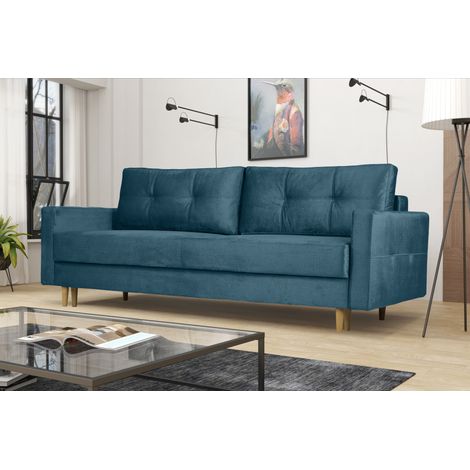 Modernes Sofa Floro - 3-Sitzer mit Schlaffunktion Blau (1/3)