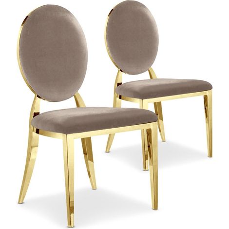 Lot de 2 chaises médaillon Sofia velours Taupe (1/4)