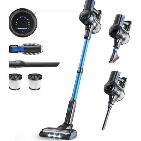 Aspirador escoba inalámbrico INSE S7P azul, 265 W, 26 kPa y pantalla LED (1/5)