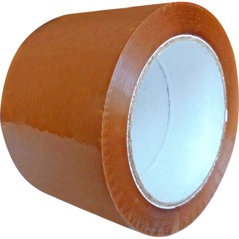 Lot de 6 Ruban adhésif polypropylène caoutchouc naturel 75 mm x 100 M havane