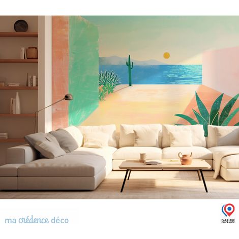 Papier peint : Paysage poétique, mer et couleurs 2, Peinture - Intissé - 400 cm - 280 cm (1/3)