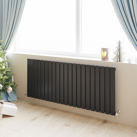 Acezanble Horizontal Flat Panel Radiator Central Heating Rad 600x1428mm Single Black