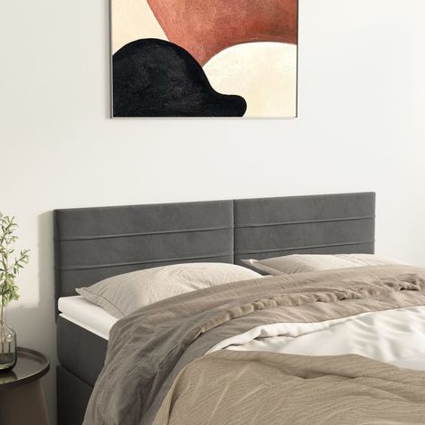 Têtes de lit 2 pcs Résistante et économique, Panneaux de lit, Gris foncé 72x5x78/88 cm Velours OIB3210E (1/5)