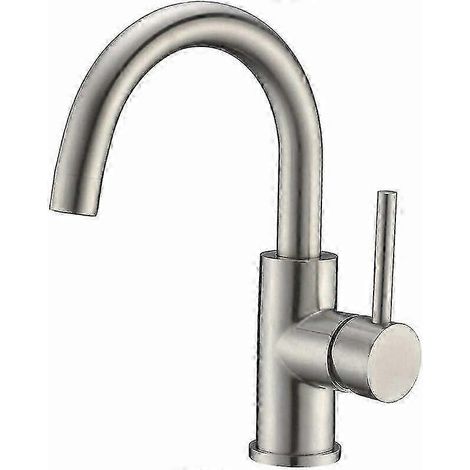 Robinet d'évier monotrou, petit modèle pré-humidifié, en nickel brossé, pour camping-car, mini-robinet de salle de bain/toilette, robinet utilitaire extérieur (1/5)