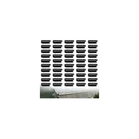50 pièces de pinces de serrage pour tuyaux et bâches de serre – pinces plastiques de fixation 19 mm pour structures de serres, bannières, auvents et charpentes – noir