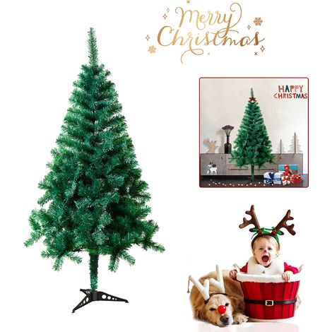 Froadp 120cm Arbre Artificiel de Noël PVC Vert avec Support Stable et Pointes de Simulation Traditionnel pour Noël Bricolage Artisanat Fête Décoration (1/5)