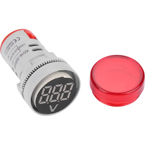 Voyant LED rond indicateur lumineux avec voltmètre numérique AC affichage (rouge) (1/5)