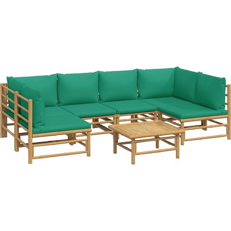Mobili da giardino mobili da esterno Set di mobili da 7 pezzi con cuscini in bambù verde 020017342