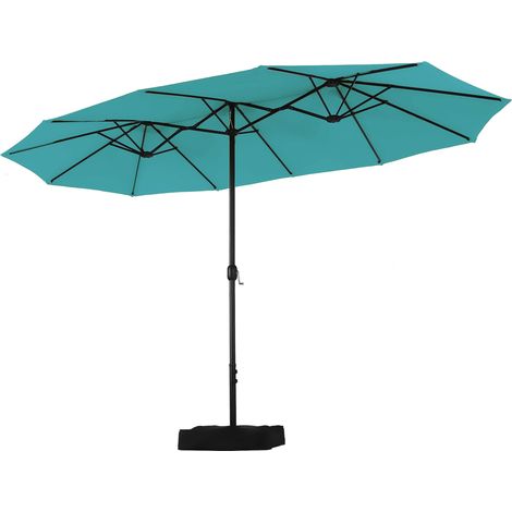 Parasol rectangulaire 450 x 270 cm avec support, turquoise (1/5)