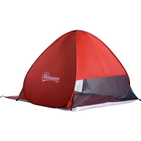Tente escamotable plage camping polyester rouge 200x150x119 cm