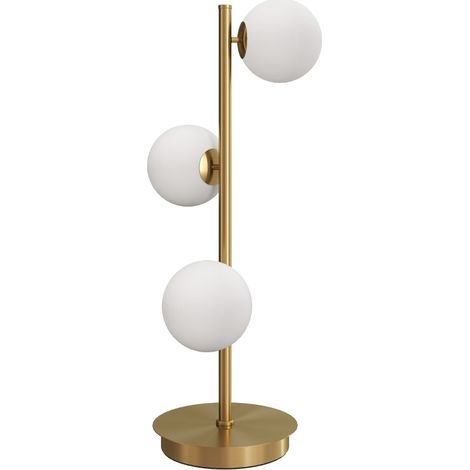 Lámpara de mesa con 3 pantallas esféricas, casquillos G9, 53 cm, latón envejecido, MODENUIT (1/5)