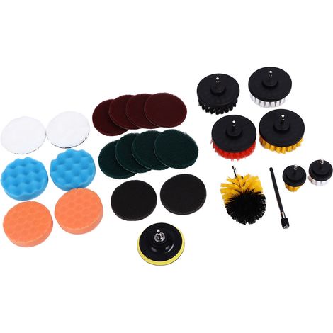 Brosse à récurer pour perceuse électrique avec tige hexagonale de 6,35 mm (1/4 po), éponge, accessoire de nettoyage électrique (1/5)