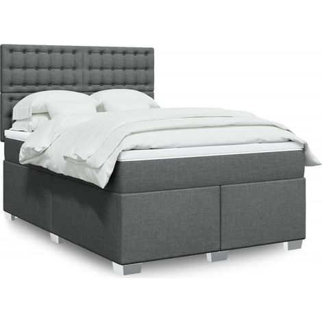 Boxspringbett mit Matratze Dunkelgrau 140x200 cm Stoff (1/5)