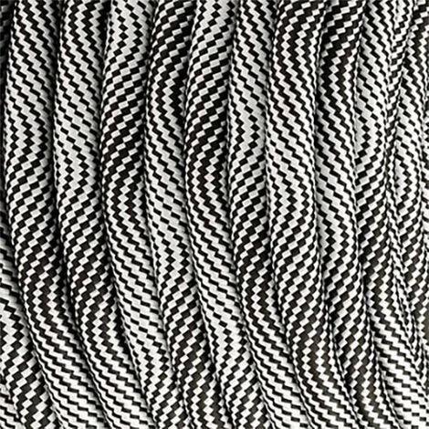 Fil Électrique Tissu Noir et Argent 2x0,75mm² - Câble Électrique Textile de Qualité