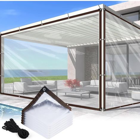 1 Bâche Imperméable, 4x2M, Oeillets Renforcés, PVC Transparent, Corde Fixation, Extérieur (1/5)