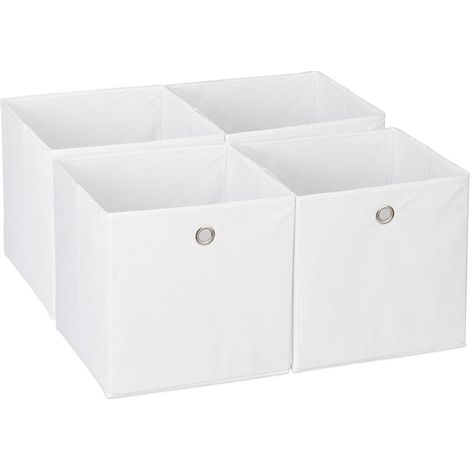 Cestas de almacenamiento plegables para estantes, juego de 4, organizadores de tela