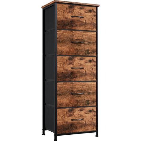 Somdot Commode Chambre pour Chambre à Coucher - 5 tiroir en Tissu - 30P x 42l x 114,5H - Imprimé Grain de Bois