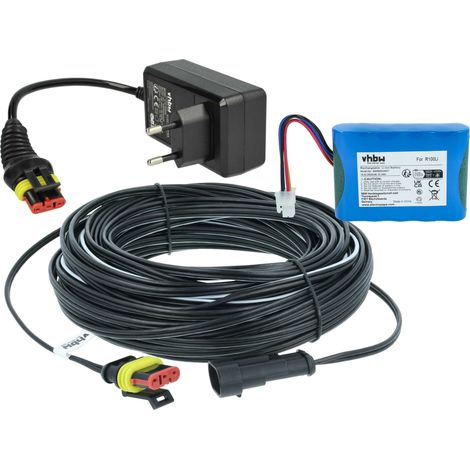 vhbw 1x Alimentation, 1x Batterie 3000 mAh, 1x Câble basse tension 20 m remplacement pour Husqvarna 584 85 28-01, 584 85 28-02 pour tondeuse à gazon