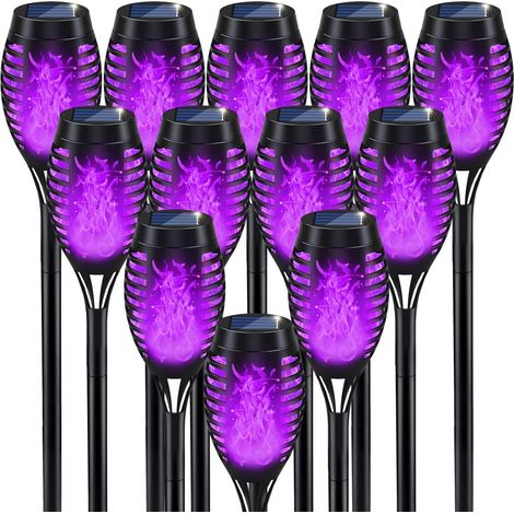 Lot de 12 décorations de jardin pour Halloween, guirlandes lumineuses violettes pour allée, à énergie solaire.-AquaForge