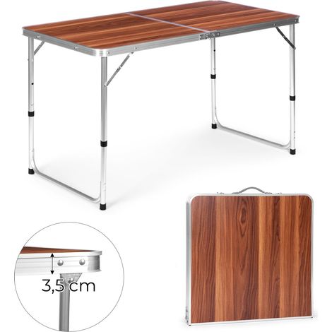 Touristentisch klappbarer Campingtisch braune Platte 120 x 60 cm