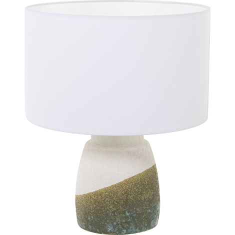 Lampe de table en céramique avec texte beige/vert. Sable 1Xe27-60W °35X42 Cm, Socle:°17X20 Cm (1/4)