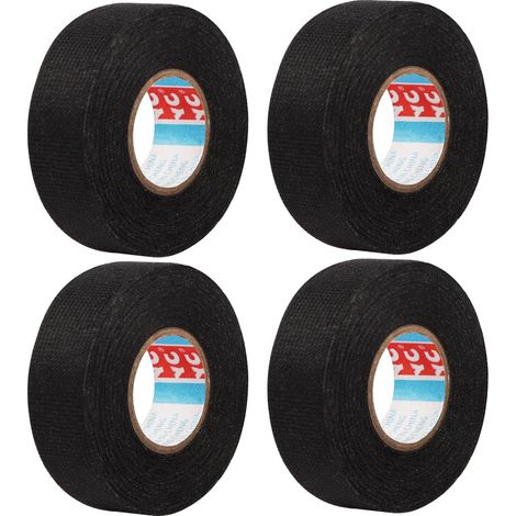 4 Pièces Scotch Tissu de Voiture, Ruban Chiffon de Voiture, Ruban Adhésif Isolant électrique Imperméable Haute Température pour Harnais de Cablage Voiture Moto, 19 mm x 20 M (1/5)