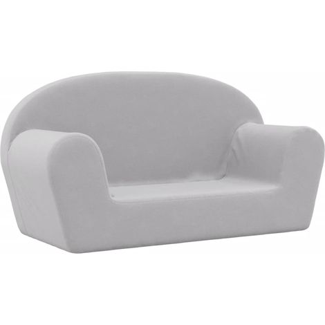 Canapé pour enfants 2 places gris clair peluche douce (1/5)