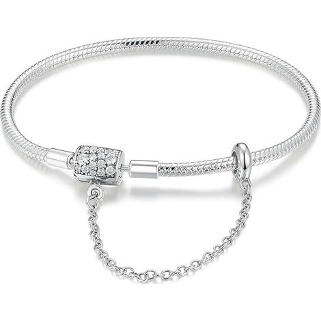 Bracelet en argent sterling 925 avec breloque serpent, bracelet « Famille heureuse », fermoir en forme de cœur, bijou cadeau pour femme ou fille (1/4)