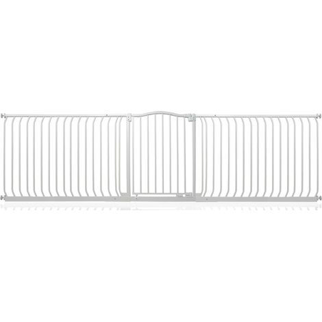 Bettacare Curved Top Dog Gate, 271cm - 280cm, Matt White, Pressure Fit Pet Gate for Dog and Puppy, Pet and Dog Barrier